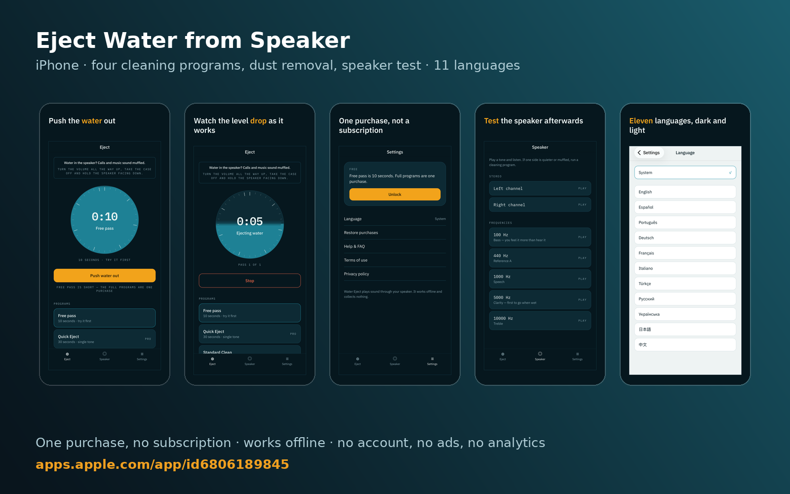 Eject Water from Speaker — iPhone screens